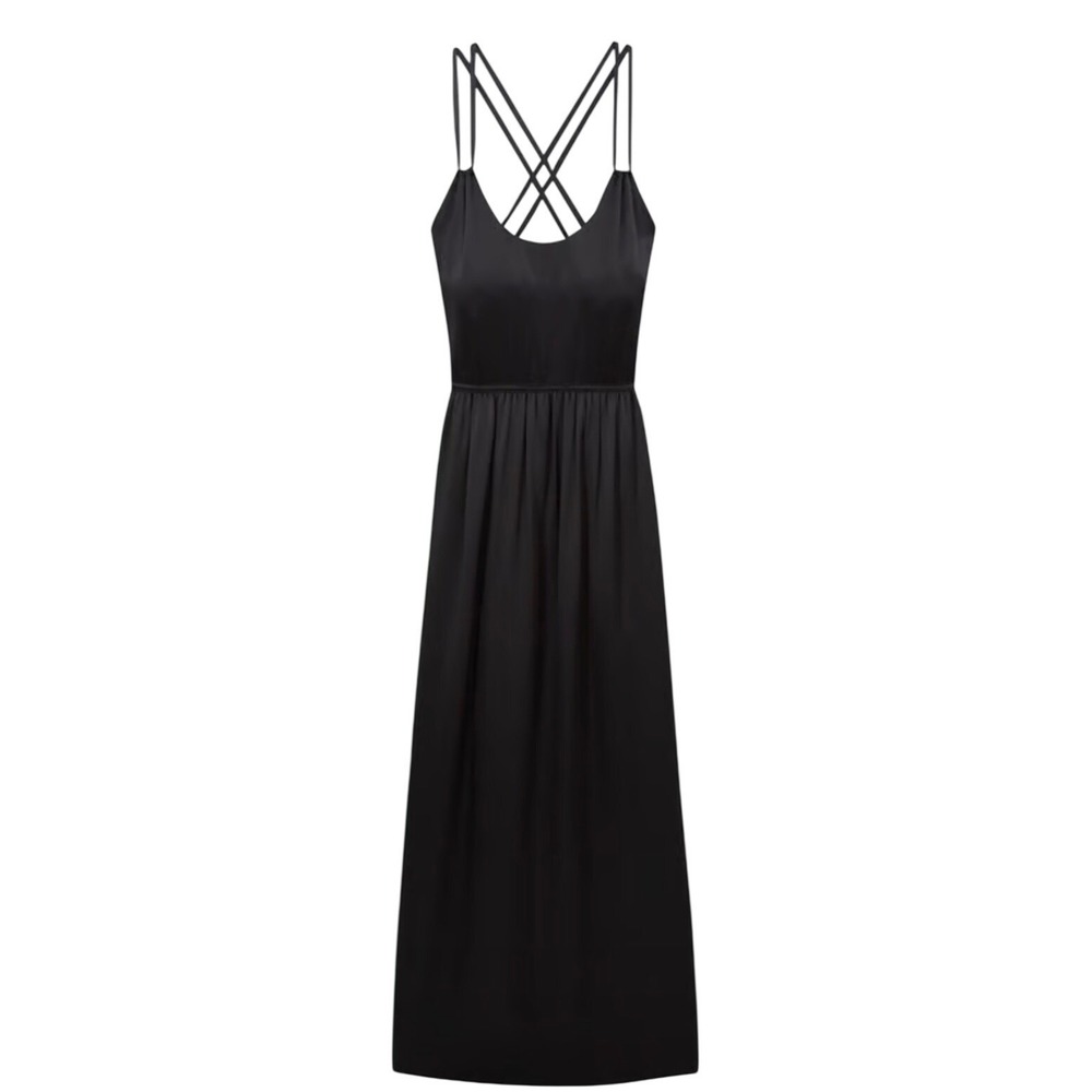 The Kooples Long Round Neck Silk Dress‎ Sz 1/ US Small Whimsigoth Dark Romantic